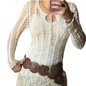 ✨ Boho Crochet Lace Top • Festival Fairycore Knit Blouse